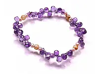 Amethyst Beads Bracelet with Rutilated Quartz Beads Amethyst Beads Bracelet with Rutilated Quartz Beads