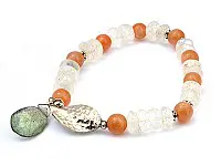 Sun Stone and Moon Stone Beads Bracelet with Labradorite and Silver Ornaments Sun Stone and Moon Stone Beads Bracelet with Labradorite and Silver Ornaments