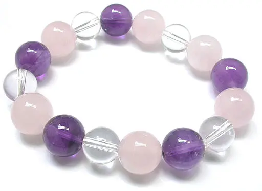 Amethyst Rose Quartz and Clear Quartz Beads Bracelet