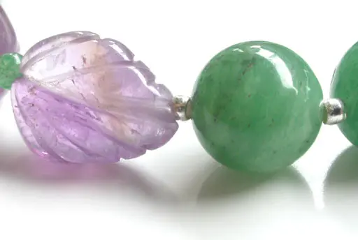 Aventurine with Amethyst and Silver Bracelet
