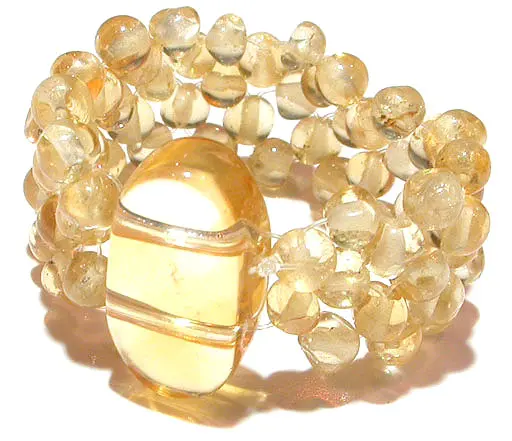黃水晶珠子戒指