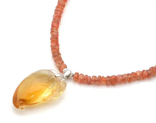 Citrine Pendant Sun Stone Necklace