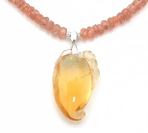 Citrine Pendant Sun Stone Necklace