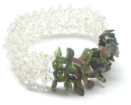 Tourmaline and Clear Quartz Band Bracelet