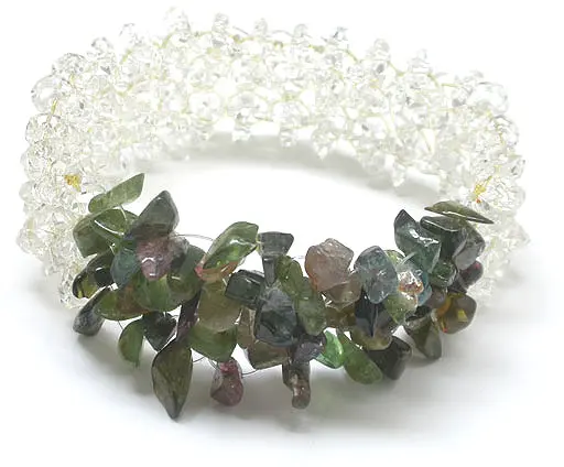 Tourmaline and Clear Quartz Band Bracelet