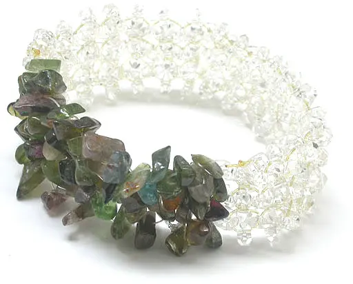 Tourmaline and Clear Quartz Band Bracelet