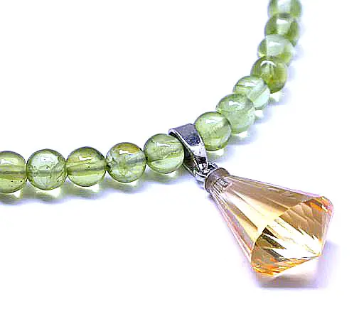 Citrine Pendant and Peridot Necklace