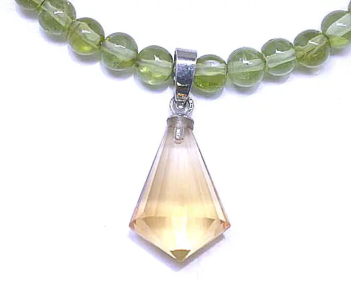 Citrine Pendant and Peridot Necklace