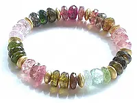 Tourmaline Multi Color and Gold Bracelet