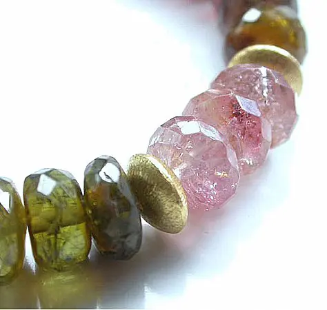 Tourmaline Multi Color and Gold Bracelet