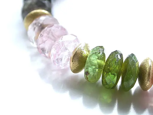 Tourmaline Multi Color and Gold Bracelet