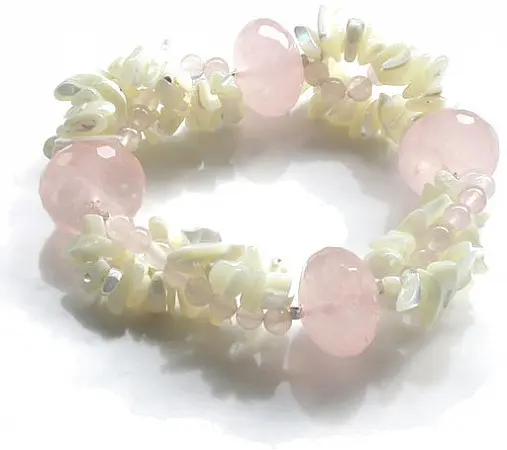 Rose Quartz and Shell Bracelet