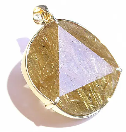 Rutile Star of David Pendant in 18K Gold Brace