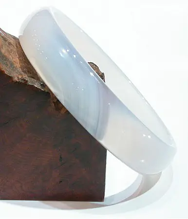 White Agate Slim Bangle Bracelet