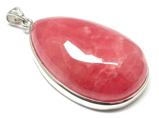 High Quality Natural Rhodochrosite Teardrop Pendant in Silver July Birthstone