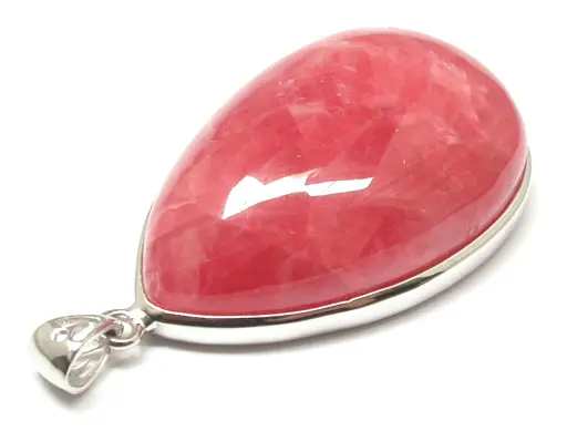 High Quality Natural Rhodochrosite Teardrop Pendant in Silver July Birthstone