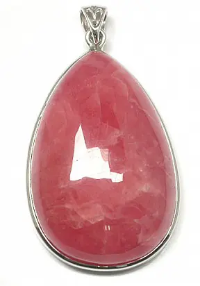 High Quality Natural Rhodochrosite Teardrop Pendant in Silver July Birthstone