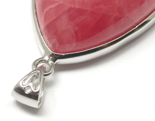 High Quality Natural Rhodochrosite Teardrop Pendant in Silver July Birthstone