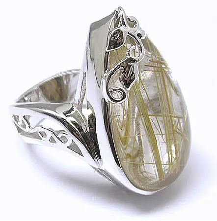 Rutilated Quartz in Silver Ring