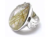Rutilated Quartz in Silver Ring