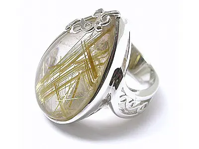 Rutilated Quartz in Silver Ring