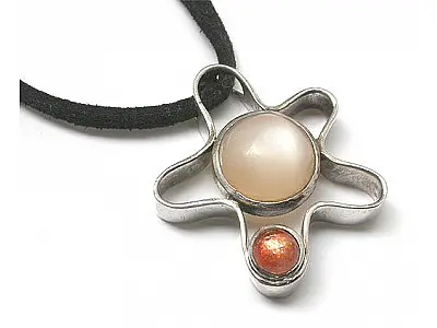 Sun & moon stone Silver Star Necklace