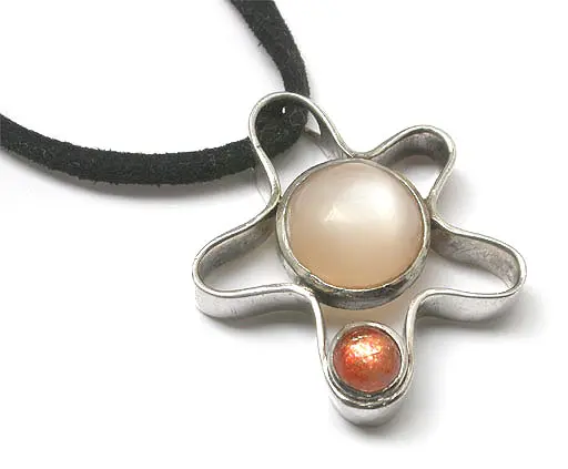 Sun & moon stone Silver Star Necklace