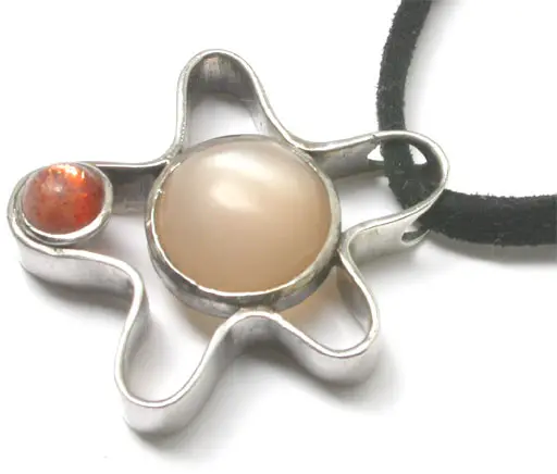 Sun & moon stone Silver Star Necklace