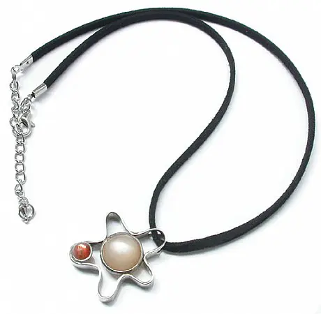 Sun & moon stone Silver Star Necklace