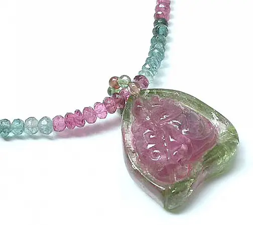 Tourmaline Fish Pendant Necklace