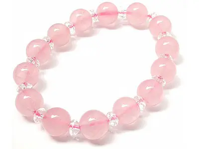 Rose Quartz Beads and Clear Quartz Bracelet