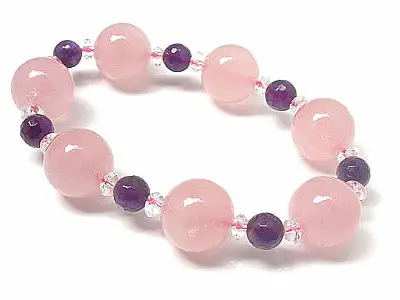 Rose Quartz Amethyst and Clear Quartz Bracelet