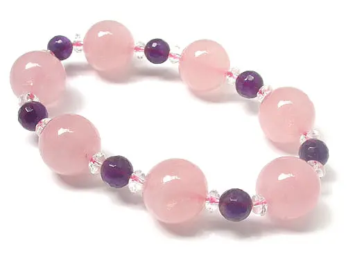 Rose Quartz Amethyst and Clear Quartz Bracelet