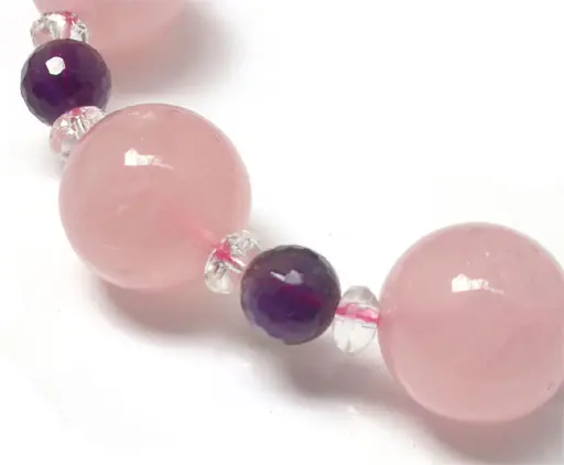 Rose Quartz Amethyst and Clear Quartz Bracelet