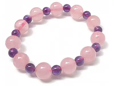 玫瑰石英和紫水晶珠子手鍊