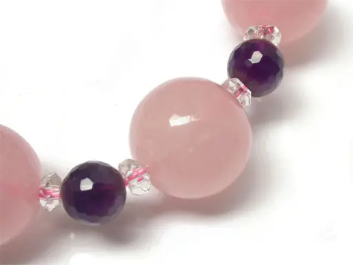 玫瑰石英紫水晶和透明石英手鍊