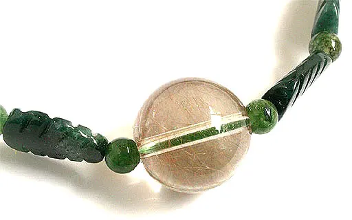 Green Agate and Rutilated Quartz Bracelet