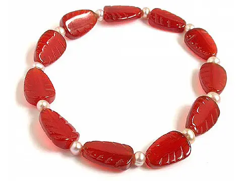 Red Agate and Pearl Bracelet