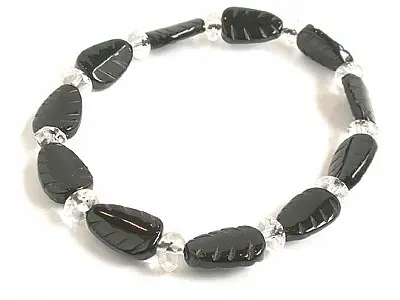 Black Agate and Clear Quartz Bracelet