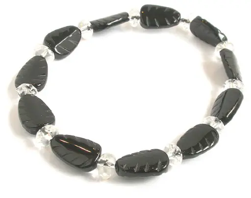 Black Agate and Clear Quartz Bracelet