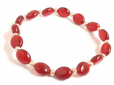 Red Agate and Pearl Bracelet