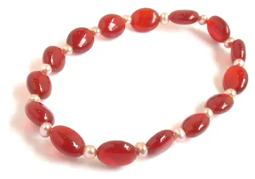 Red Agate and Pearl Bracelet