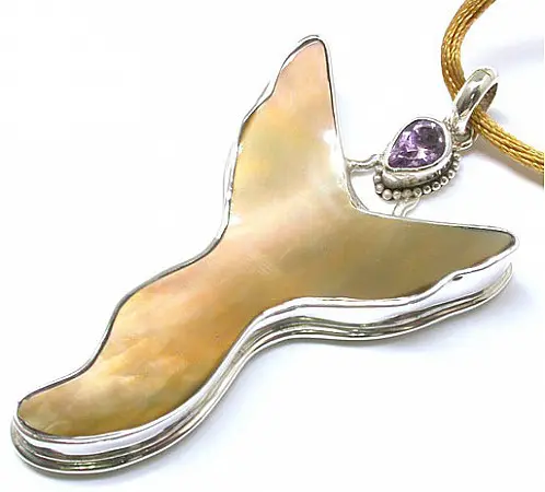 Golden Shell in Silver with Amethyst Crown Pendant