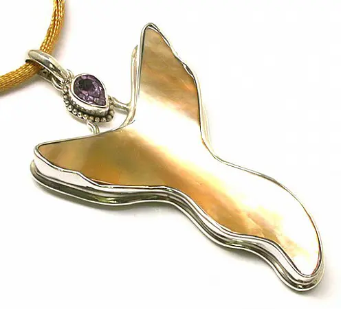 Golden Shell in Silver with Amethyst Crown Pendant