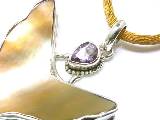 Golden Shell in Silver with Amethyst Crown Pendant