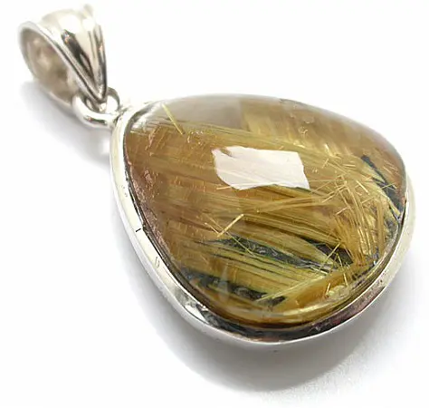 Rutilated Quartz in Silver Pendant