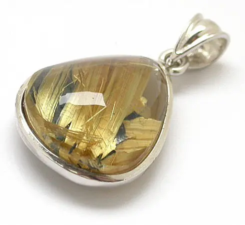 Rutilated Quartz in Silver Pendant