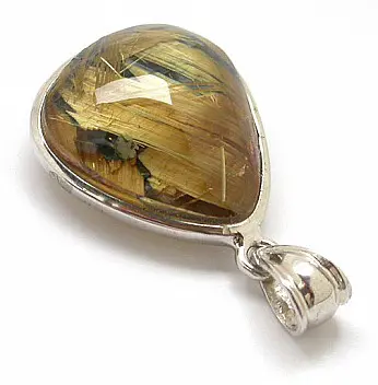 Rutilated Quartz in Silver Pendant