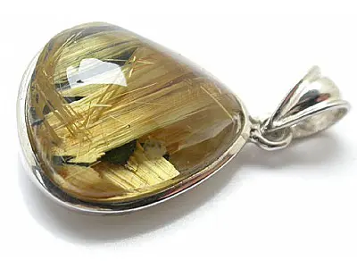 Rutilated Quartz in Silver Pendant