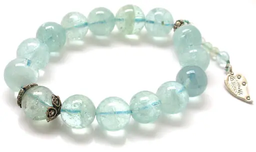 AquaMarine Beads and Silver Bracelet